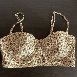 PAIGE Floral Bikini Top - Cream and Blue